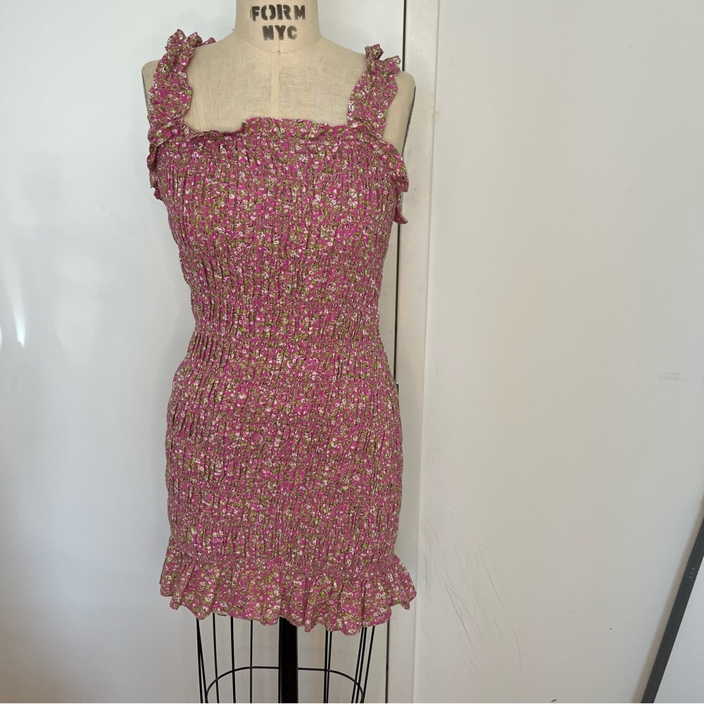 FREE THE ROSES All Over Smocked Ruffle Mini Dress  Size Small - Picture 4 of 7